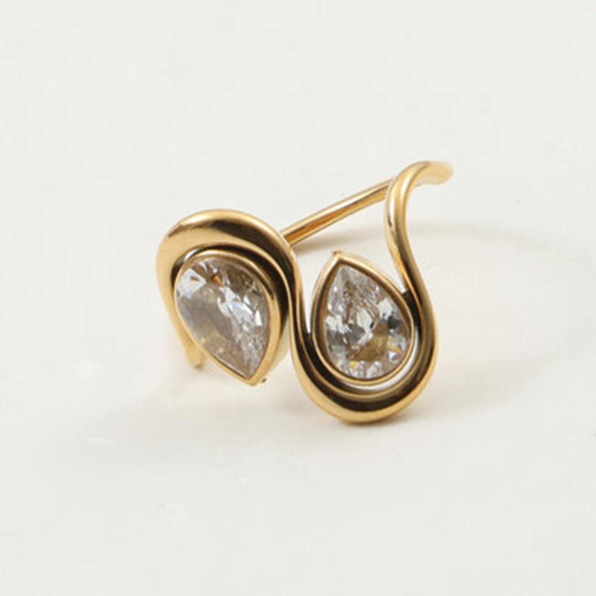 Pear with Pear CZ Stone Ring