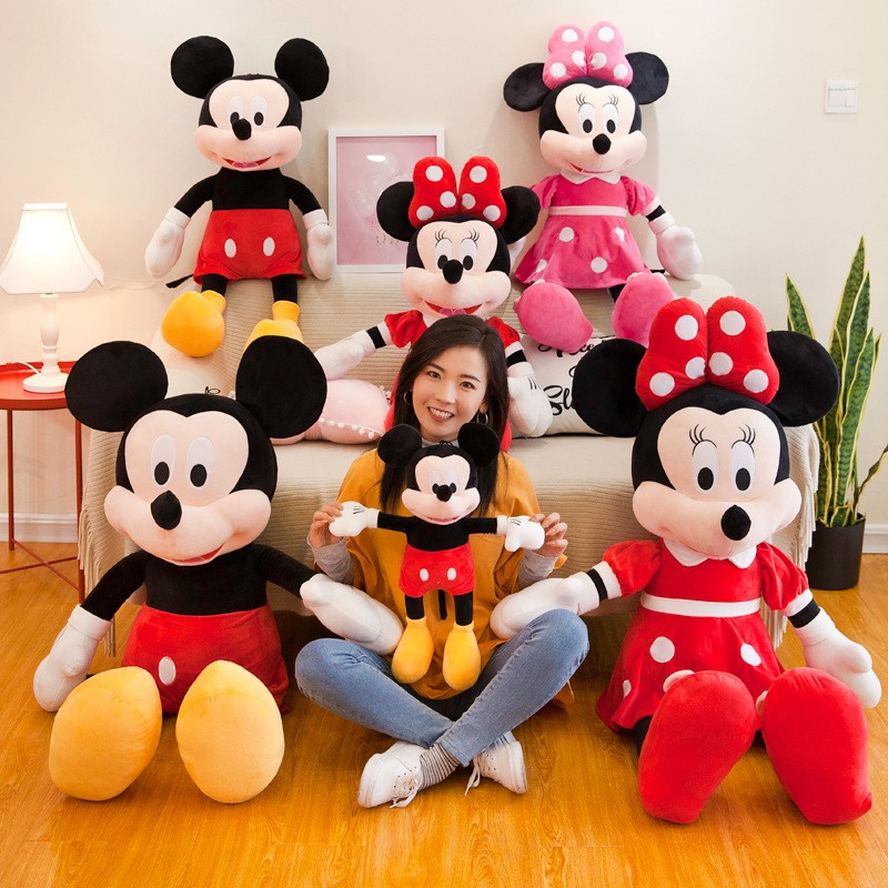 35cm Disney Mickey Mouse Plush Toys – Kawaii Anime Mickey Minnie Stuffed Plush Models, Decoration Dolls for Kids, Birthday Gift
