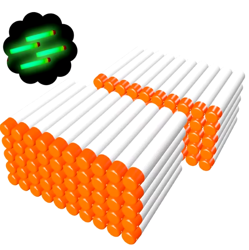 TISNERF 100PCS REFILL DARTS FOR NERF N-STRIKE ELITE MODULUS GLOW AT DARK BULLETS - WHITE