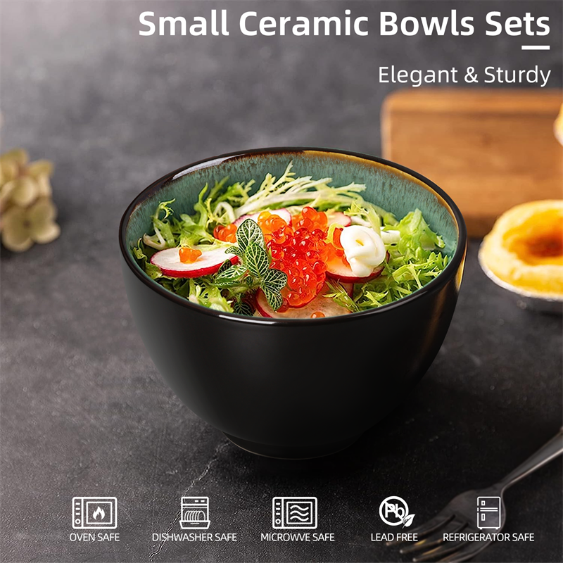 Creative Western Food Kiln Change Peacock Green Bowl 24oz Bowl Set Of 4 For Cereal, Salad, Pasta, Soup, Dessert, Serving Dishwasher, Microwave And Oven