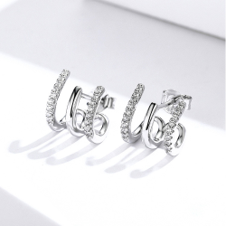 Three-layer silver earrings