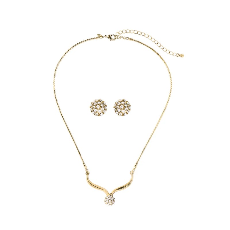 Jewelry Set Short Pendant Necklace & Stud Earrings for Women