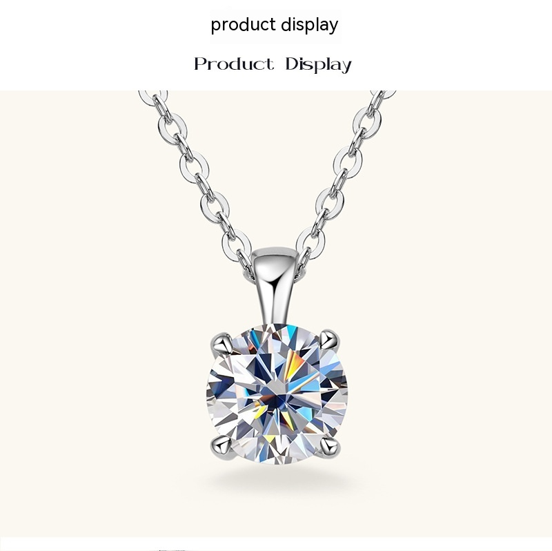 Classic Four-claw Diamond Necklace High-grade 925 Silver Plating 18K Gold Pendant