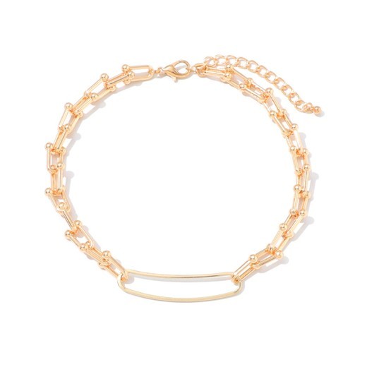 European And American High-grade Retro U-shaped Double-layer Metal Chain Tag Necklace
