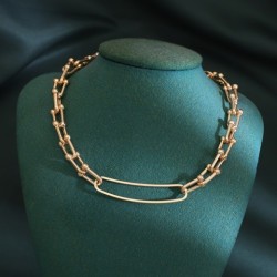 European And American High-grade Retro U-shaped Double-layer Metal Chain Tag Necklace