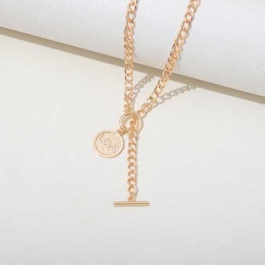 European And American High-grade Retro U-shaped Double-layer Metal Chain Tag Necklace