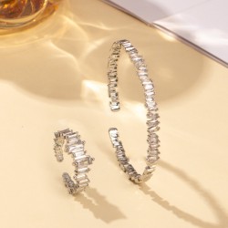 2pcs Fashionable Women's Cubic Zirconia Decorative Wristband, Irregularly Inlaid With Open Wristband Rings, Suitable For Matching With Daily Clothing