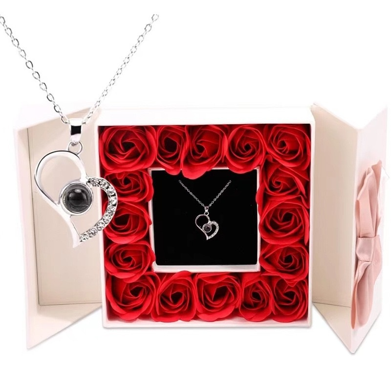 I Love You Projection Necklace Women's High-end Peach Heart