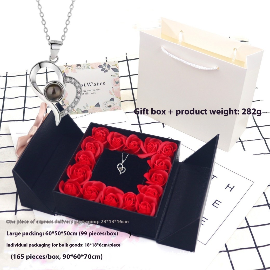 I Love You Projection Necklace Women's High-end Peach Heart