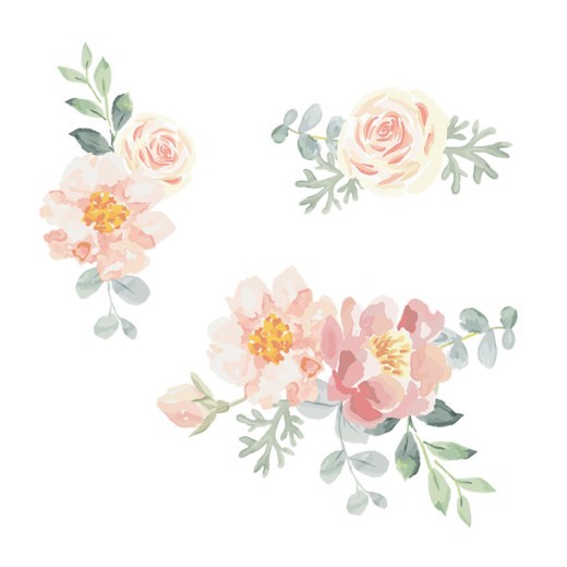 Girly Heart Pink Watercolor Plant Flowers Baby Room Dormitory Bedroom Decoration Wall Stickers