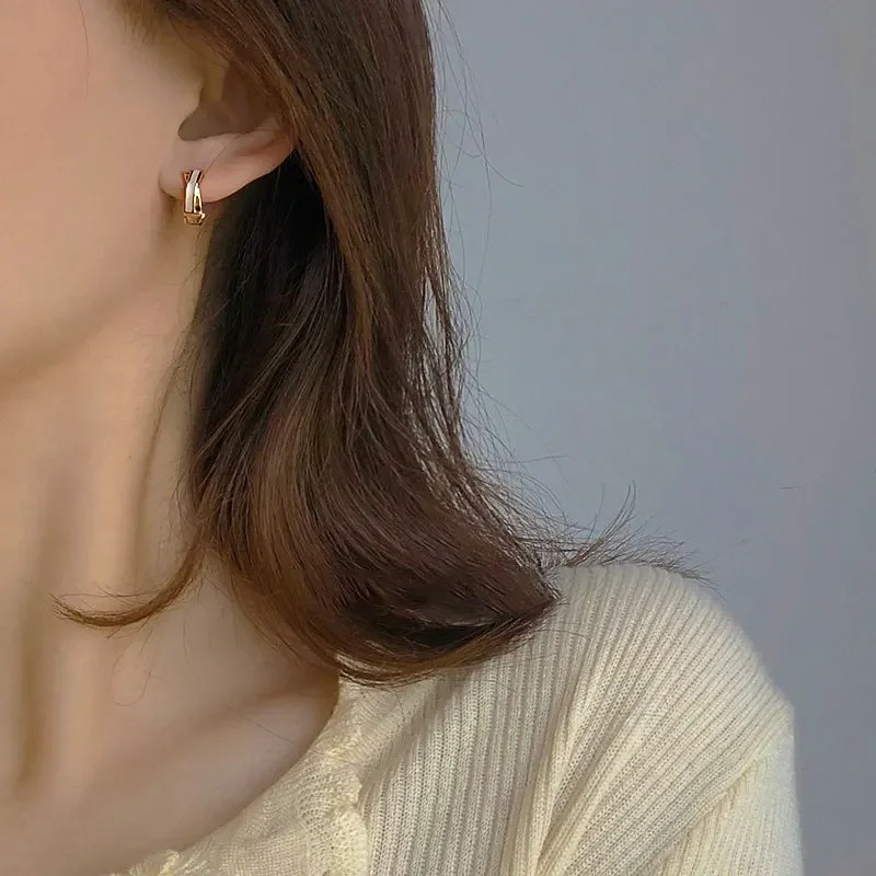 Trendy 14K Real Gold Fritillaria Shell Hoop Earrings