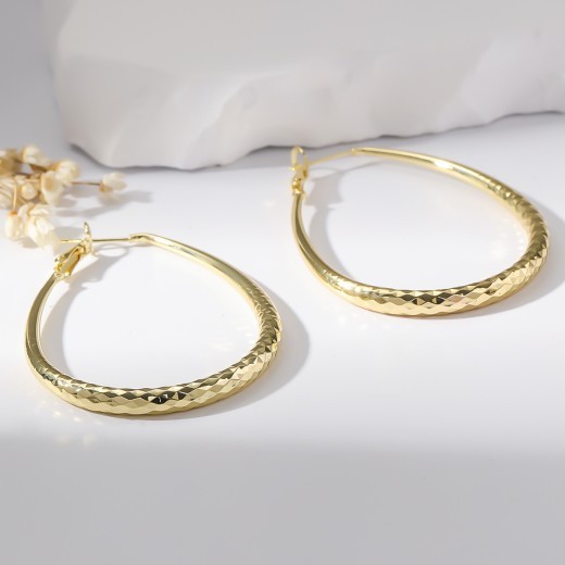 Golden Glossy Spring Fastener Egg-shaped Earrings Hypoallergenic Copper