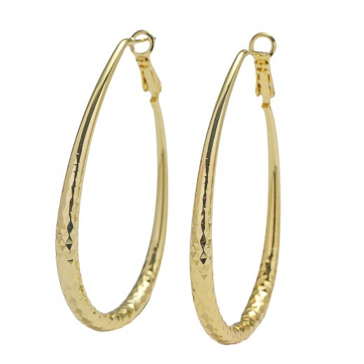 Golden Glossy Spring Fastener Egg-shaped Earrings Hypoallergenic Copper