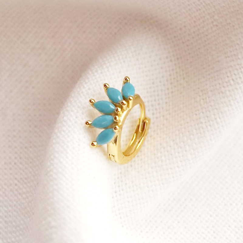 Ins Style Color Zircon All-match Earrings Symmetrical Horse Eye Stone