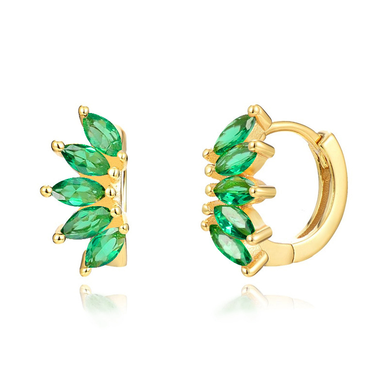 Ins Style Color Zircon All-match Earrings Symmetrical Horse Eye Stone