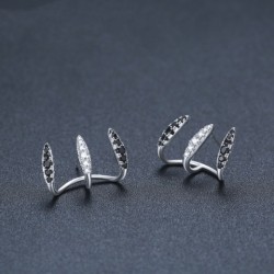 Three-claw Ear Clip Copper Simple Zircon Earrings