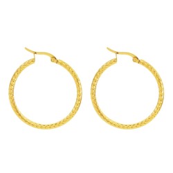 18K Gold-plated Dense Emboss Round Ring Earrings Advanced Sense