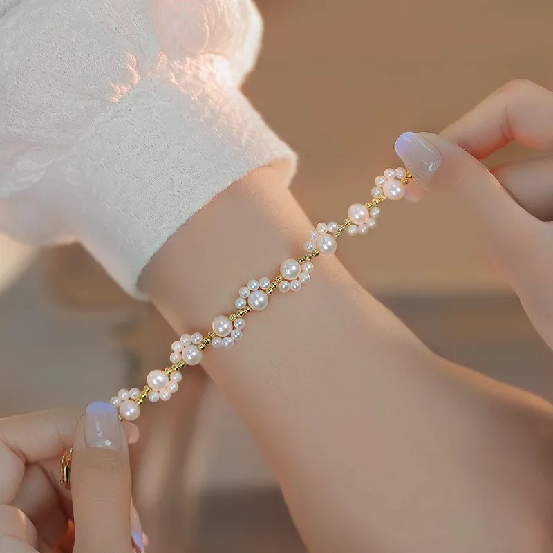 Cute Animal Paw Bracelet for Women  Gold Color French Retro Pearl Bracelet Jewelry