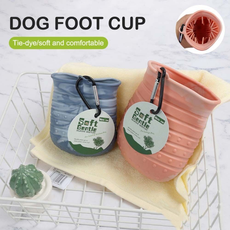 2 In 1 Dog Paw Cleaner Cup Soft Pet Dog Foot Cleaning Washer Brush Cup Portable Pet Foot Washer Paw Clean Brush Foot Cleaning Bucket Pet Product