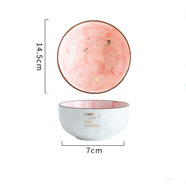 Ceramic Breakfast Salad Bowl With Cute Eating Bowl