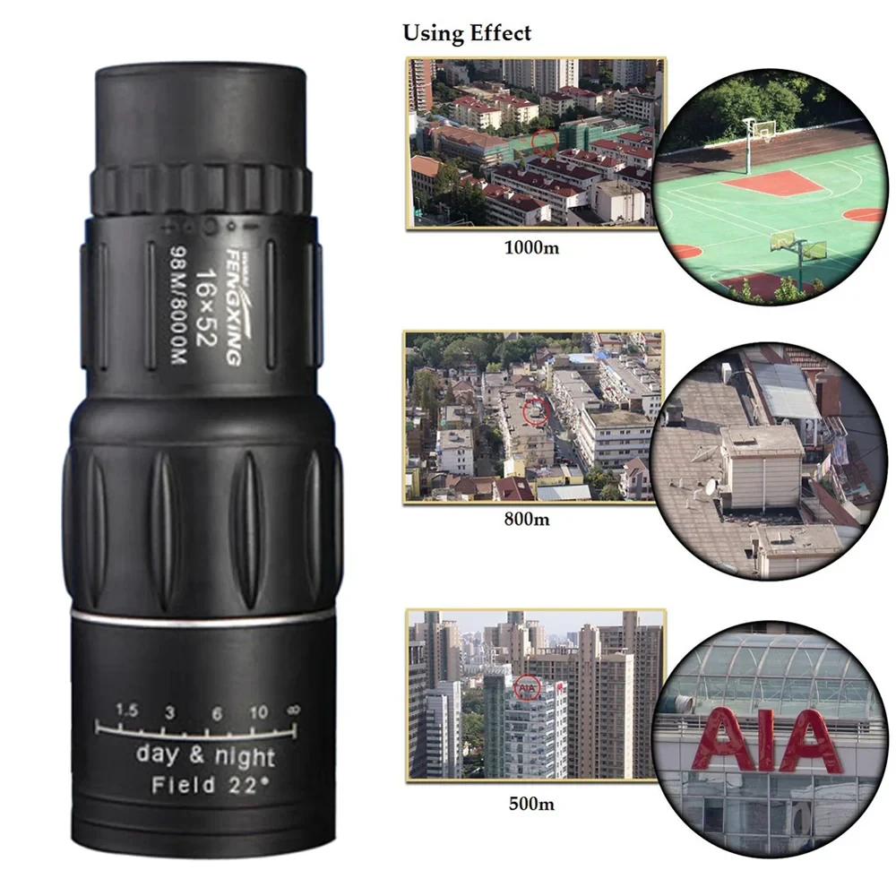 16x52 Handheld Monocular Telescope – HD Optical Zoom Scope for Camping, Birdwatching, and Hunting