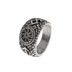 Viking rune Nordic men's antique silver and zinc alloy ring