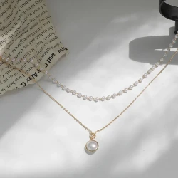 Double Simple Pearl Necklace Women