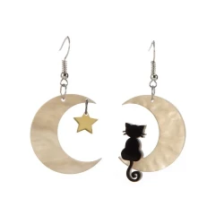 Moon cat earrings