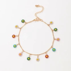 Colorful Oil Necklace Flower Leaf Single Layer Anklet