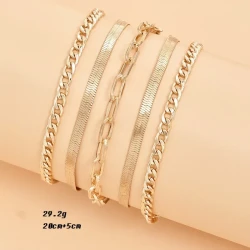 Europe And America Cross Border New Anklet Women's Fashion Multi-layer Metal Chain Anklet Set Combination Anklet
