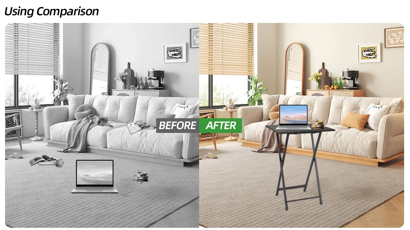 5 Piece Folding TV Tray Table Set,Foldable Sofa Side Table,End Table,Snack Table,Save Space,Grey
