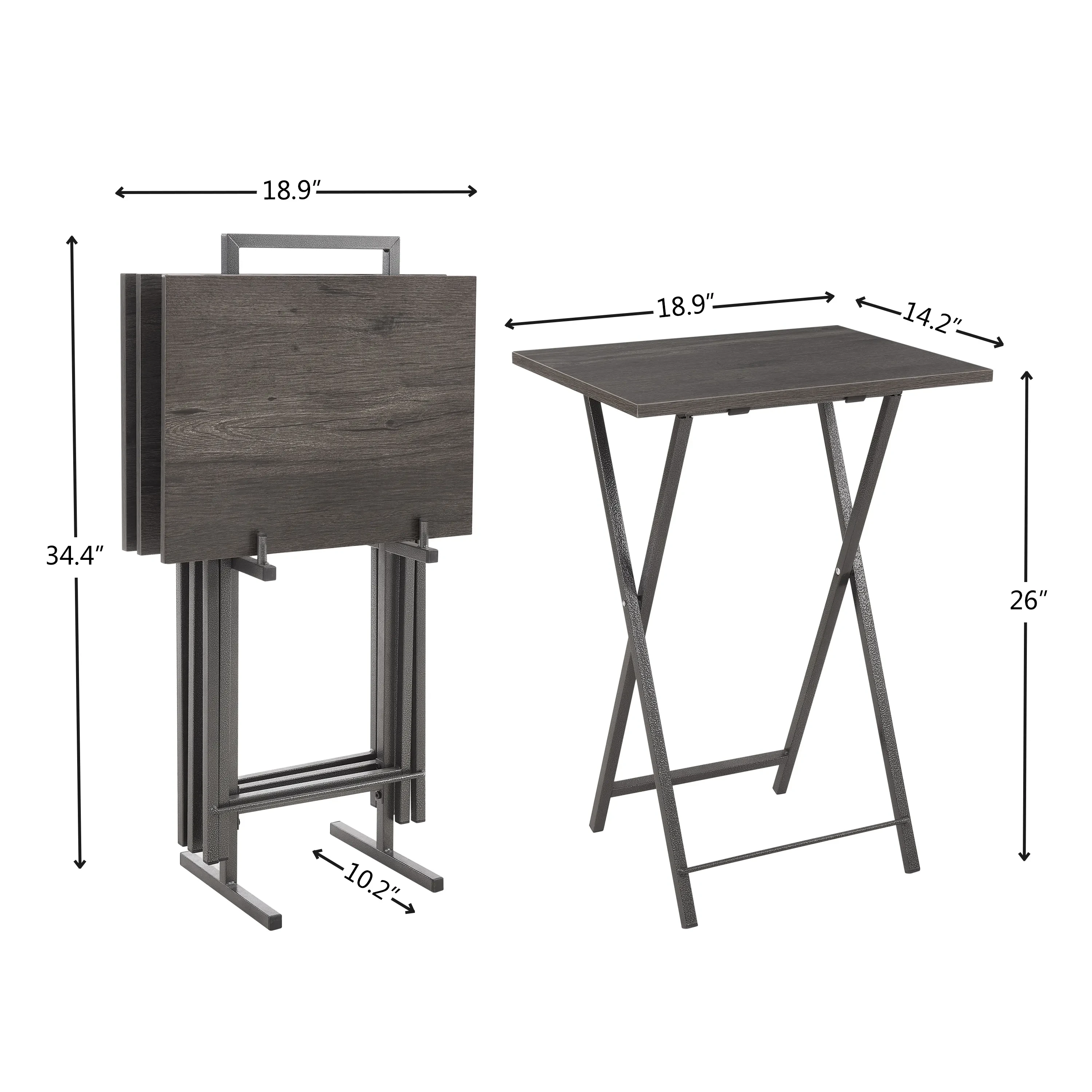 5 Piece Folding TV Tray Table Set,Foldable Sofa Side Table,End Table,Snack Table,Save Space,Grey