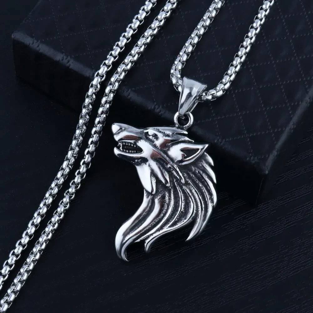 Stainless Steel Alloy Wolf Head Pendant Men's Ornament
