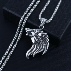 Stainless Steel Alloy Wolf Head Pendant Men's Ornament