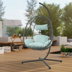Egg Chair With Stand Indoor Outdoor Swing Chair Patio Wicker Hanging Egg Chair Hanging Basket Chair