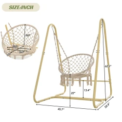 Swing Chair Handmade Macrame Swing Hammock Chair With Stand