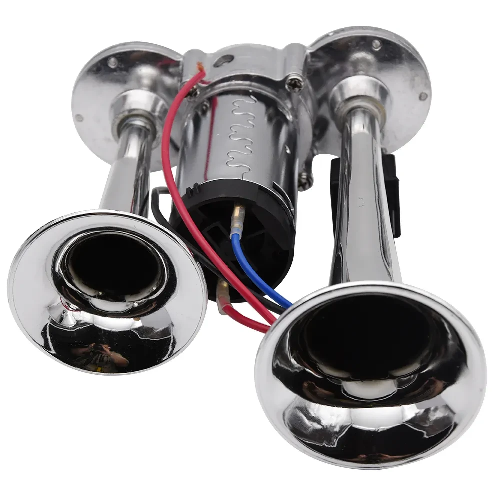 Car And Motorcycle Modified 12V/24V Double Pipe Conjoined Electric Horn With Air Pump