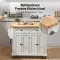 VEVOR Kitchen Island Cart With Solid Wood Top, 35.4 Width Mobile Carts With Storage Cabinet, Rolling Kitchen Table With Spice Rack, Towel Rack, And Drawer, Portable Islands On Wheels, White
