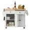 VEVOR Kitchen Island Cart With Solid Wood Top, 35.4 Width Mobile Carts With Storage Cabinet, Rolling Kitchen Table With Spice Rack, Towel Rack, And Drawer, Portable Islands On Wheels, White