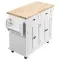 VEVOR Kitchen Island Cart With Solid Wood Top, 35.4 Width Mobile Carts With Storage Cabinet, Rolling Kitchen Table With Spice Rack, Towel Rack, And Drawer, Portable Islands On Wheels, White