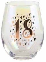 18TH RAINBOW PASTEL HEART STEMLESS WINE GLASS 600ML