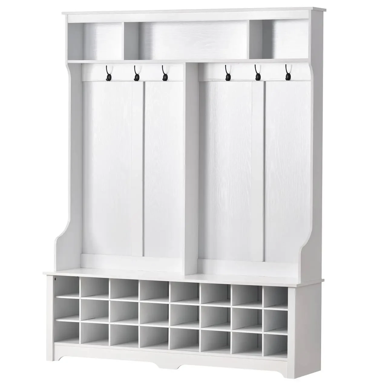 Modern Style Multiple Functions Hallway Coat Rack With Metal Black Hooks