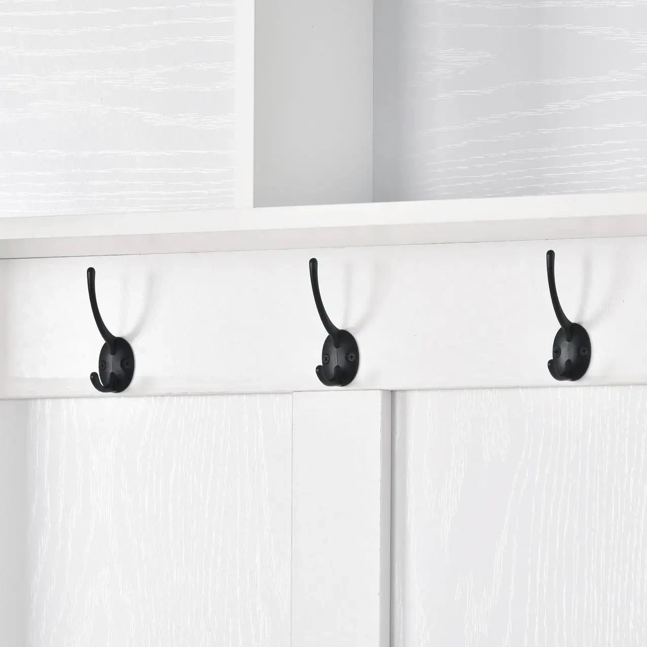 Modern Style Multiple Functions Hallway Coat Rack With Metal Black Hooks