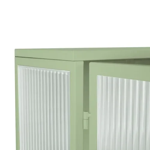 23.62Glass Doors Modern Two-door Wall Cabinet With Featuring Two-tier Enclosed Storage, An Open Shelf, And Towel Rack, For Entryway Living Room Bathroom Dining Room,Green