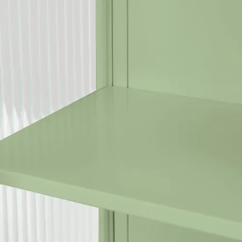 23.62Glass Doors Modern Two-door Wall Cabinet With Featuring Two-tier Enclosed Storage, An Open Shelf, And Towel Rack, For Entryway Living Room Bathroom Dining Room,Green
