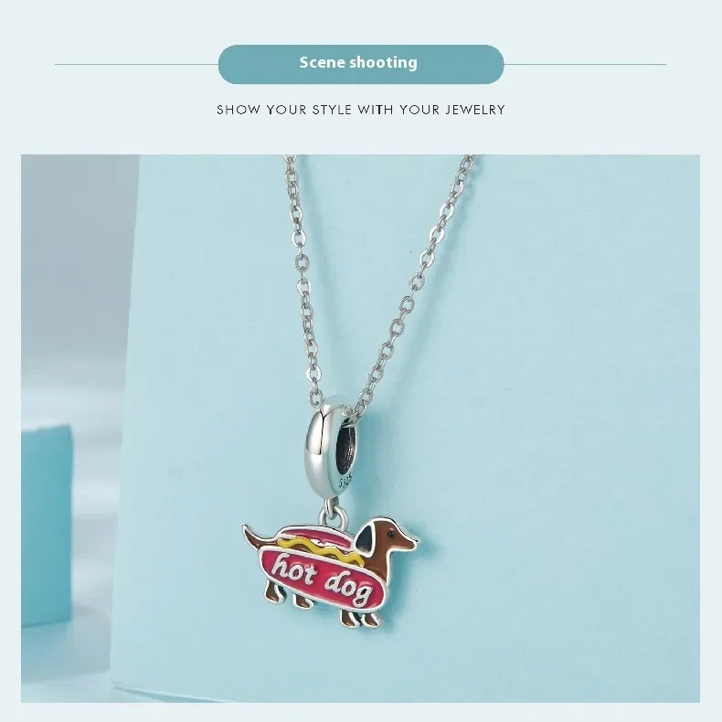 Sausage Dog Pendant S925 Silver Bead Accessories