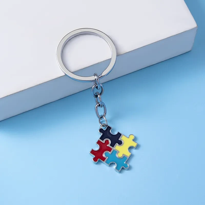 Enamel Colorful Puzzle Autism Awareness Keychain