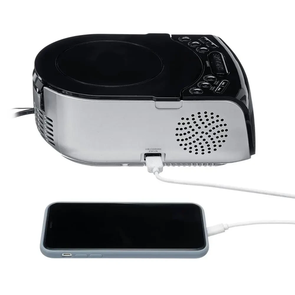 LCD Digital Alarm Dual Speakers Radio CD Music Player