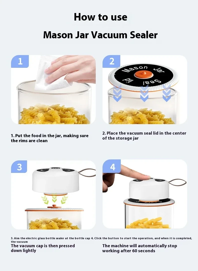 Mason Jar Sealing Machine Electric Vacuum Sealing Machine Kitchen Gadgets