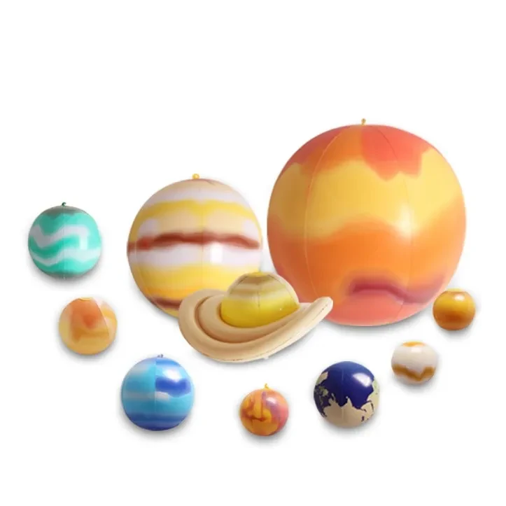 Nine planets solar system thickened cartoon balloon